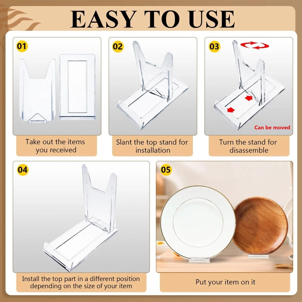 12 Pack Clear Acrylic Adjustable Desktop Book Stand & Display Easel for Table...