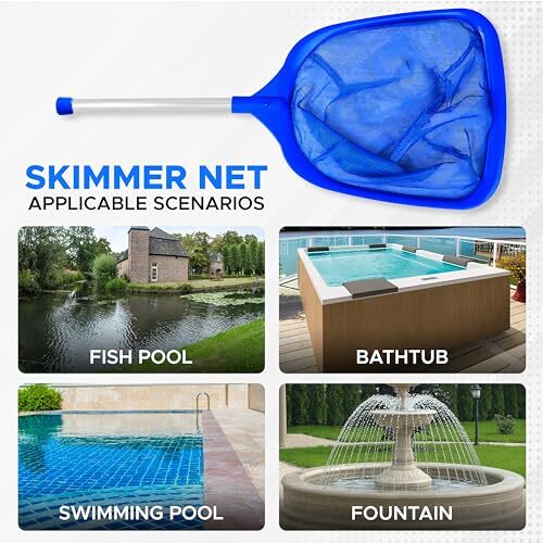 Skimmer Net with Pole | Efficient Pool Cleaning Solution Debris Removal |