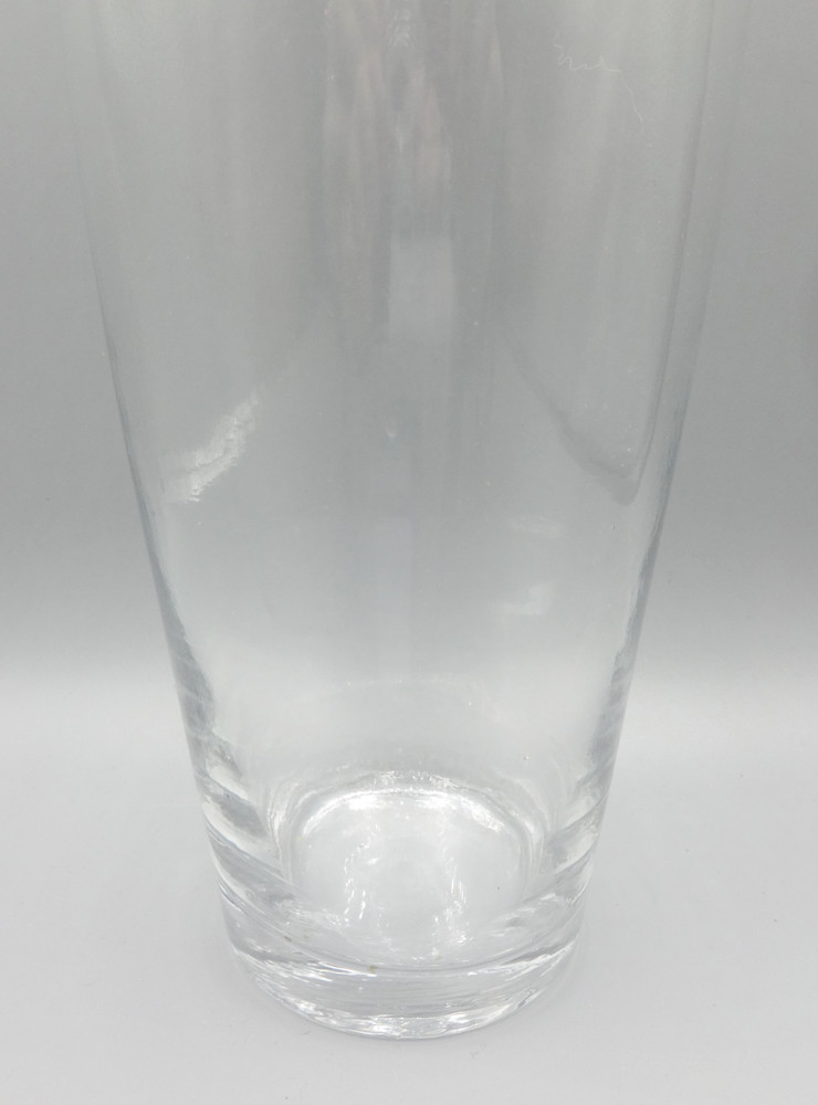 16" CLEAR GLASS HAND BLOWN BULLET VASE