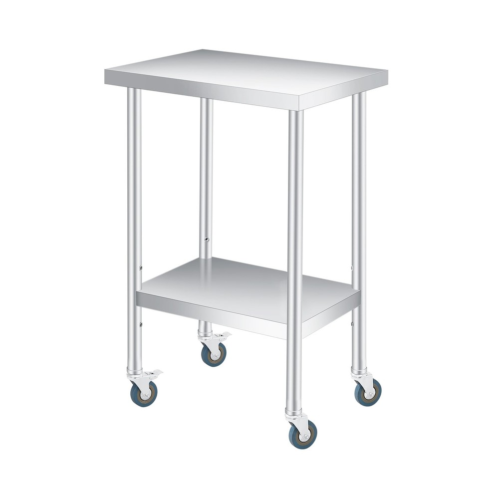 Stainless Steel Table, 24" x 14" Heavy Duty Worktable with Adjustable Undersh...