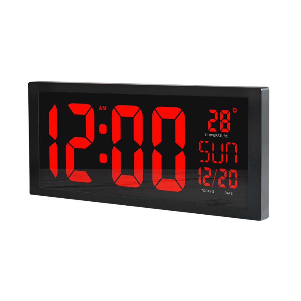 Digital Wall Clock Large Display with Time Date Temperature LED Digital