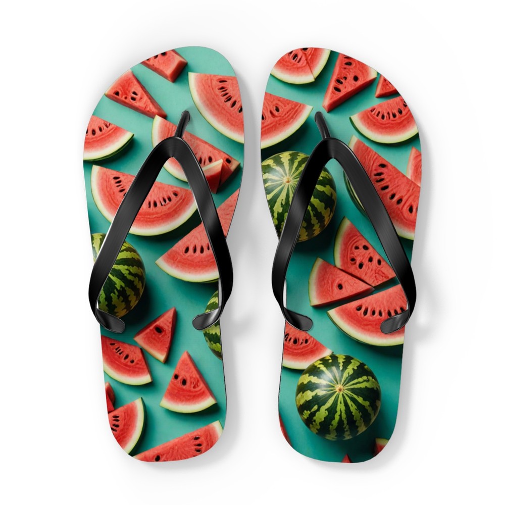 Watermelon Print Flip Flops | Summer Fruit Sandals