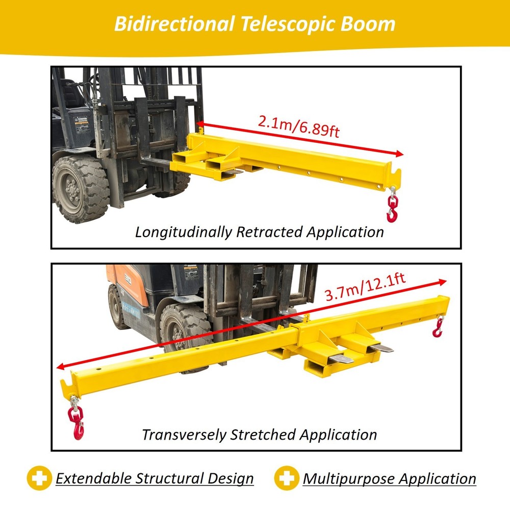 1 PC 6600 lbs Forklift Mobile Crane Forklift Crane Attachment Dual-use Lifting