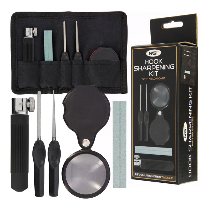 NGT Hook Sharpening Kit File Vice Tool Clamp Sharpener Magnifying Glass