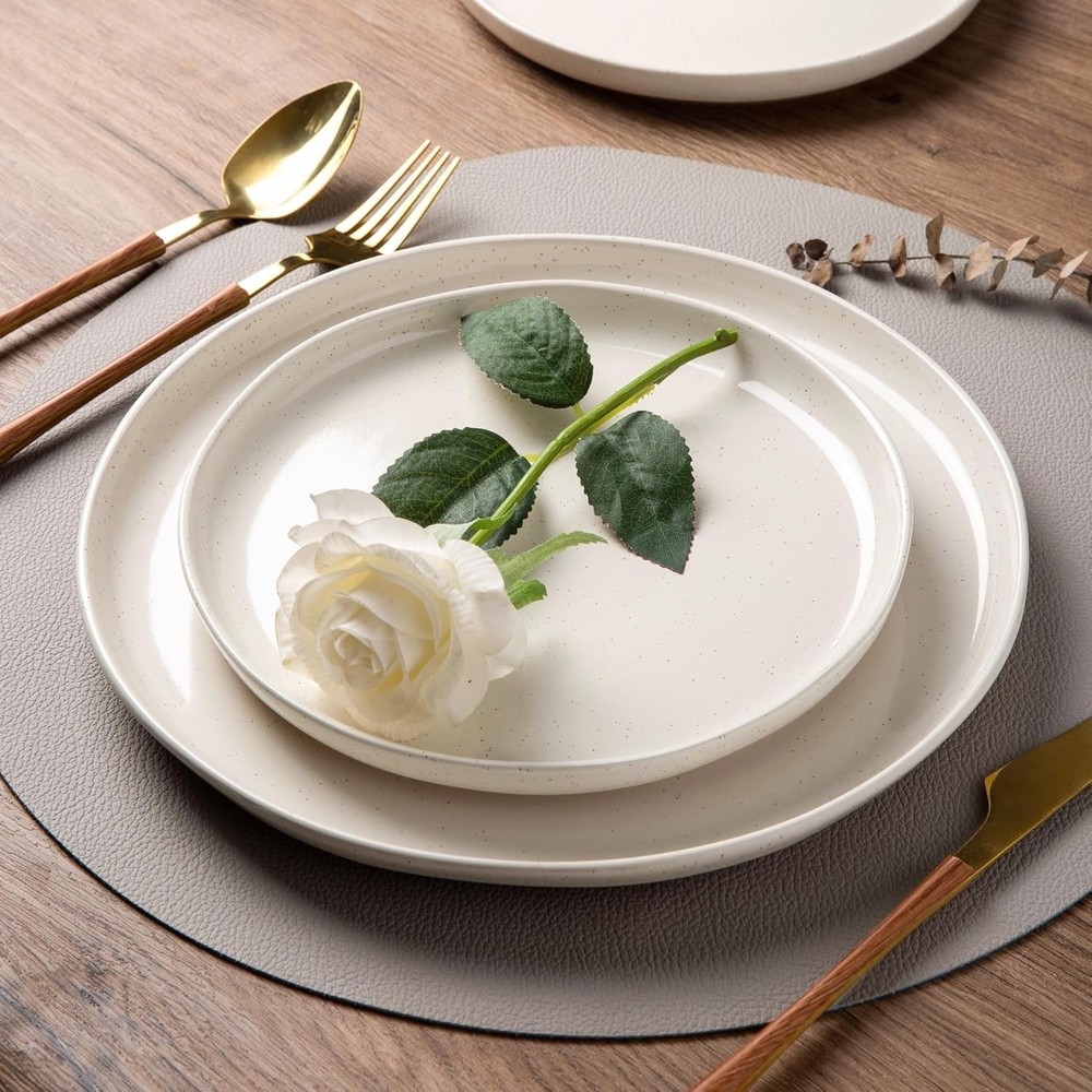AmorArc 24-Pieces Handpainted Ceramic Dinnerware Plates & Bowls Set - Multicolor