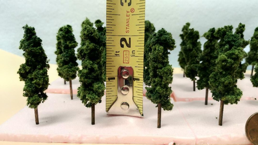 Z SCALE -HAND CRAFTED TREEZ- EVERGREENS -Correct Sized for Z Scale -(24) Pack