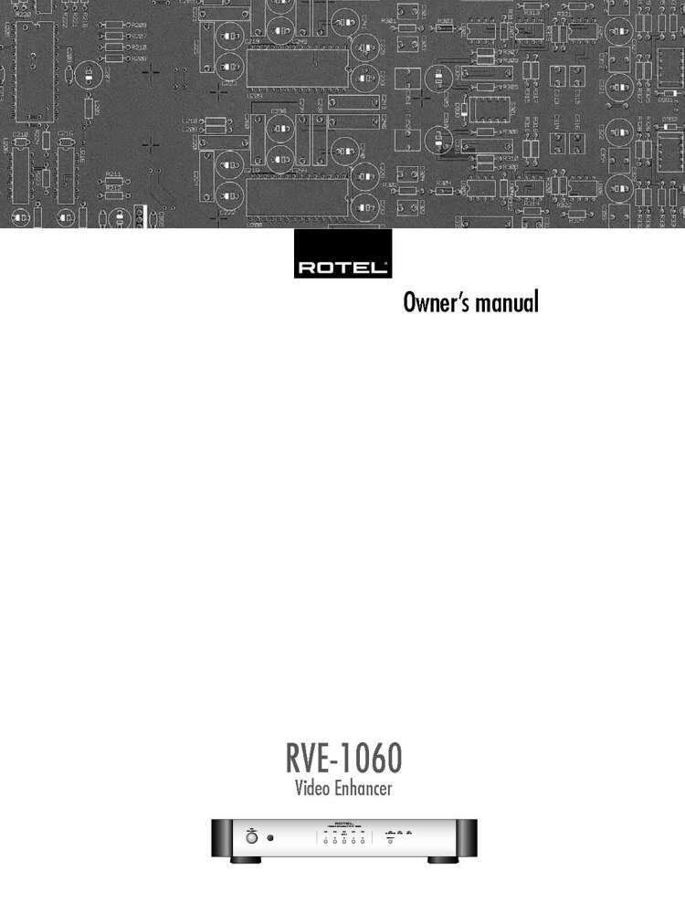 Rotel RVE-1060 Video Enhancer Owners Manual