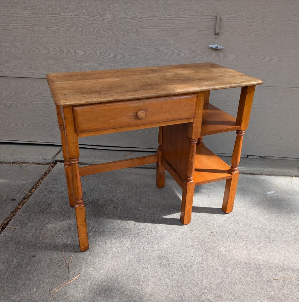 Vintage Rustic Country Colonial Solid Maple Wood Writing Desk Table Shaker