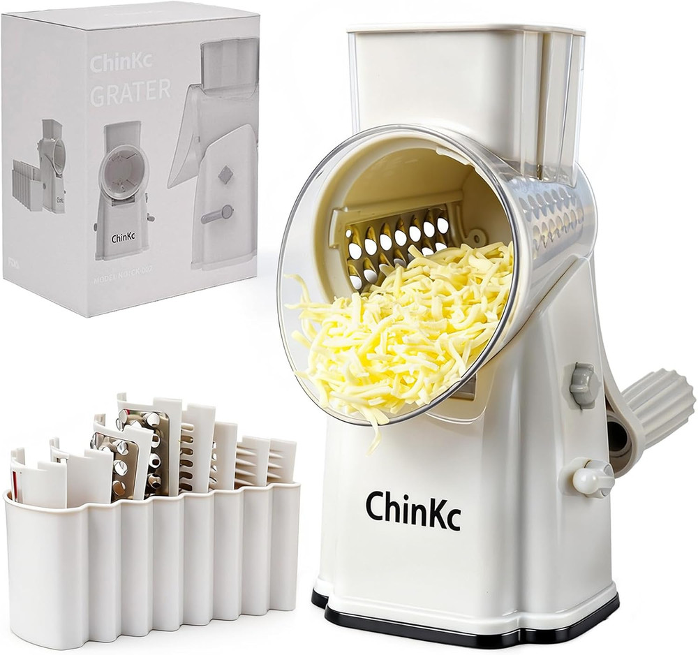 Upgrade Rotary Cheese Grater Shredder with Handle, Strong Suction Base, Multi-Pu