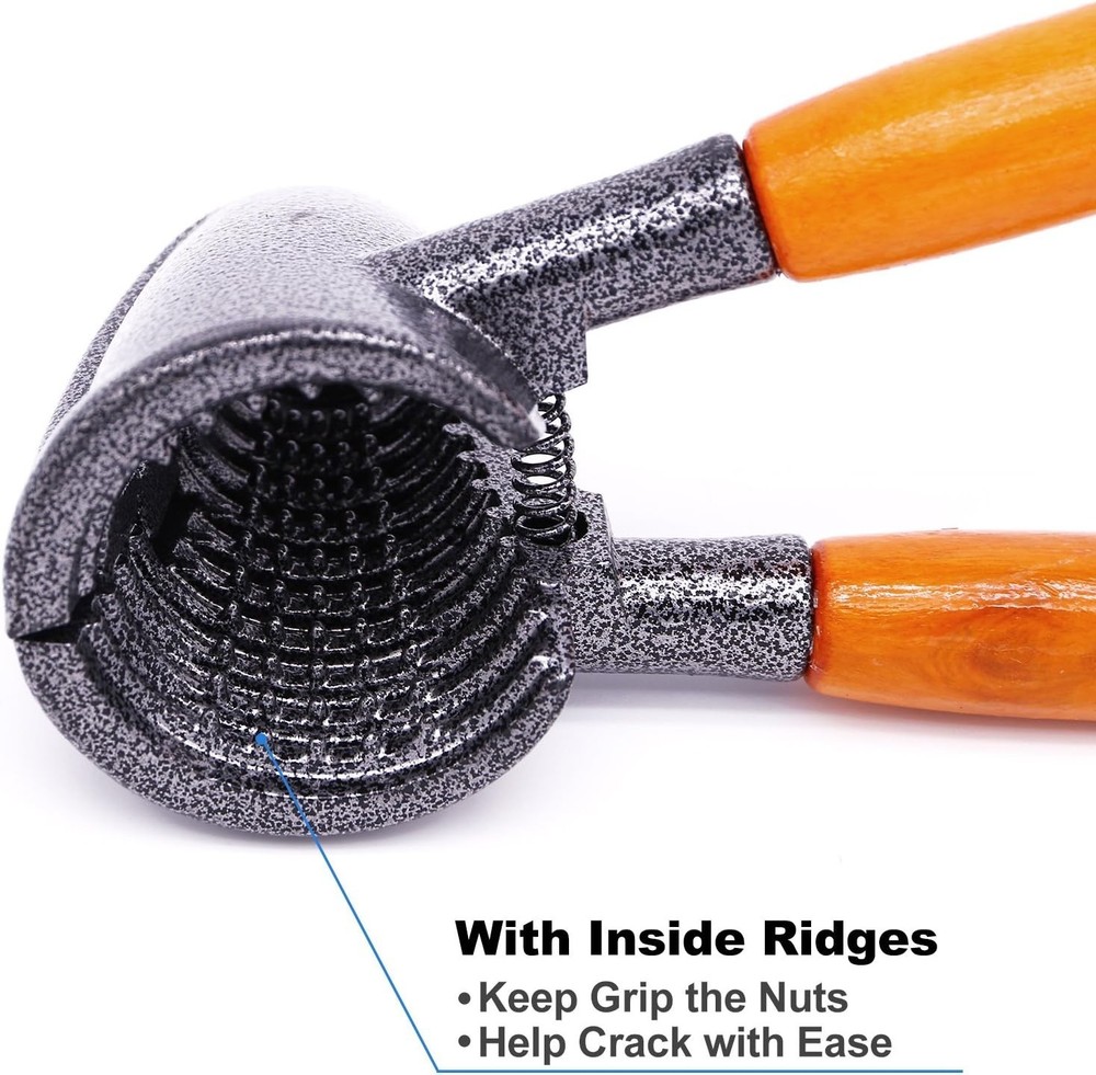 Ergonomic Heavy Duty Nutcracker with Wood Handle - For Effortless Nut Cracking