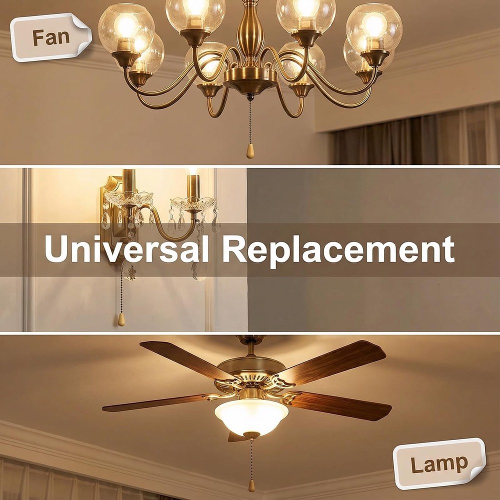 Geettcaifu 1 Pcs ZE-109 Ceiling Fan Light Pull Chain Switch, Two-Wire Silver