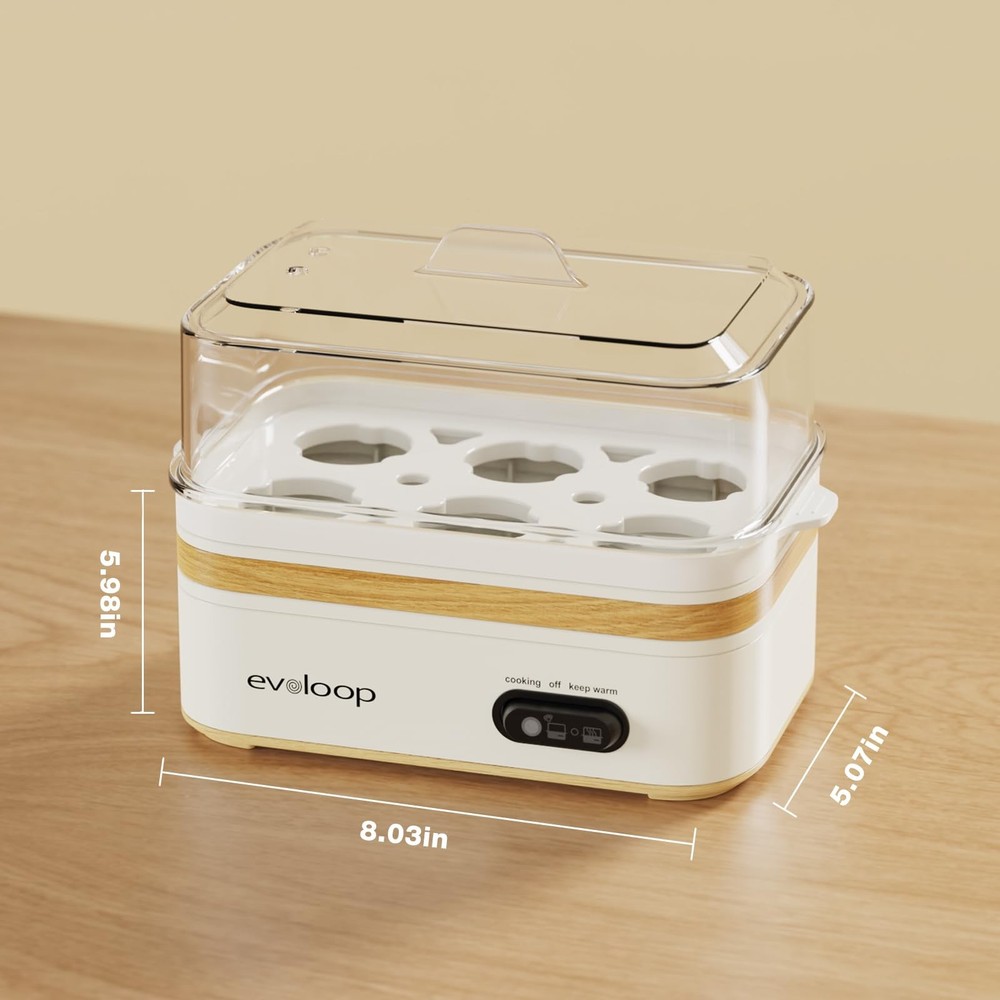 Rapid Egg Cooker 6 Eggs Capacity, Soft, Medium, Hard Boiled, Poacher, Omelet ...