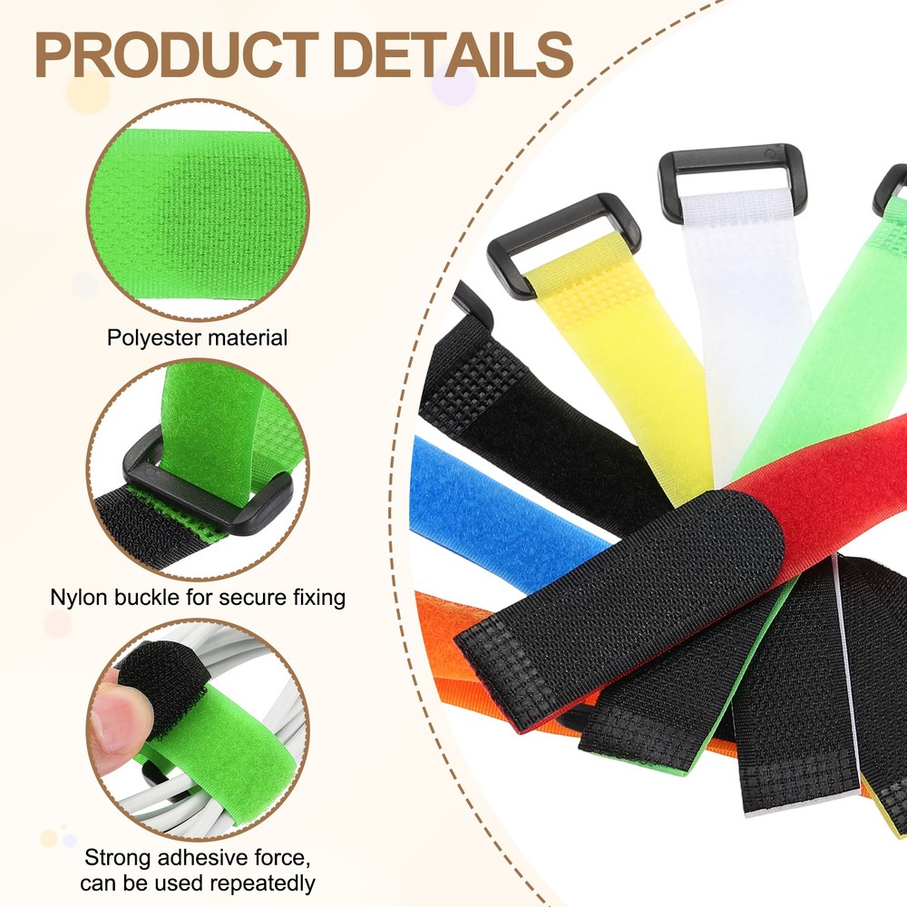 10pcs Reusable Cinch Straps 0.8"x8" Hook and Loop Cable Securing Straps, Green