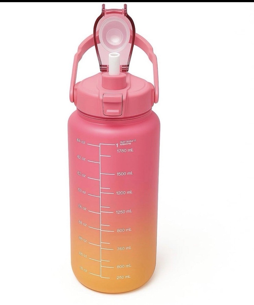 64oz Motivational Water Bottle pink