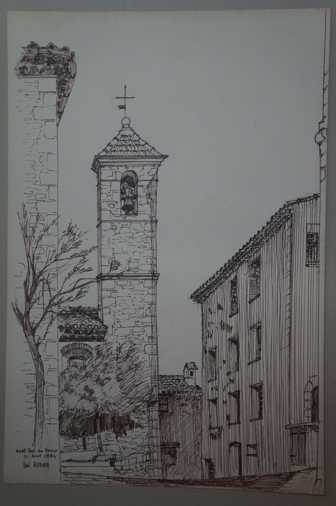 Paul Audier (20th) Ink "Saint-Paul de Vence" Signed