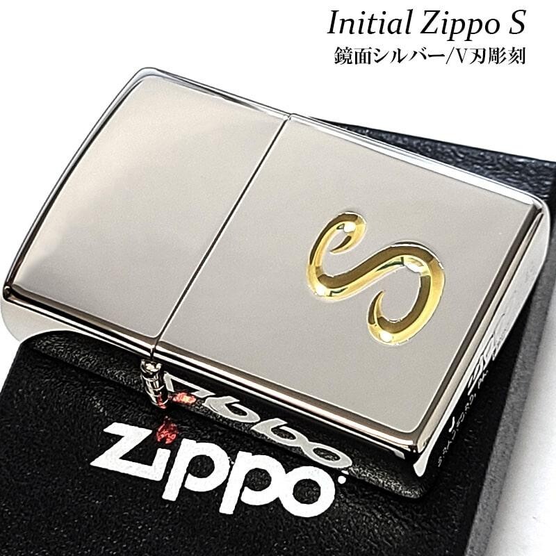 Zippo Initial S Mirror Silver V-blade Engraving Regular Lighter Japan