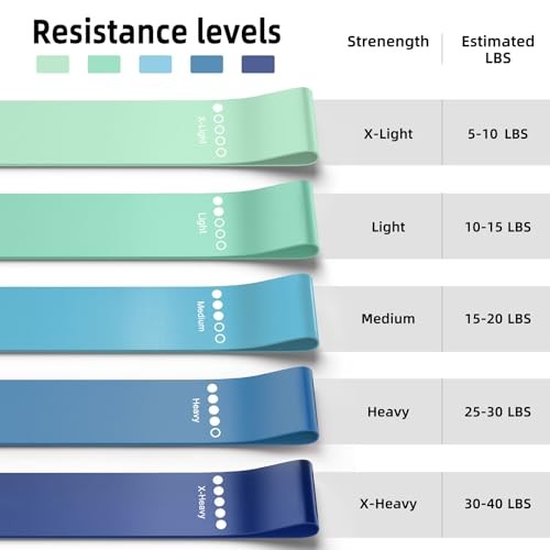 Resistance Bands for Working Out, 5-Pack Elastic Loop Exercise Bands for Blue