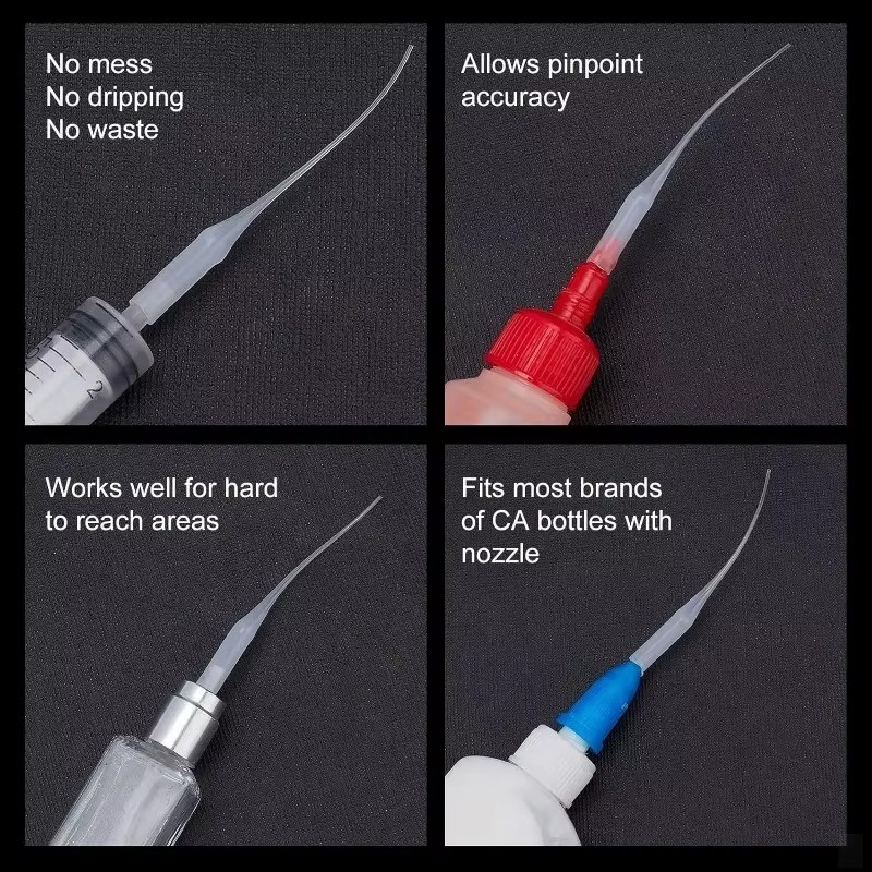 Glue Tips, 100Pcs Plastic Glue Micro-Tips Glue Extender Precision CA Glue Applic