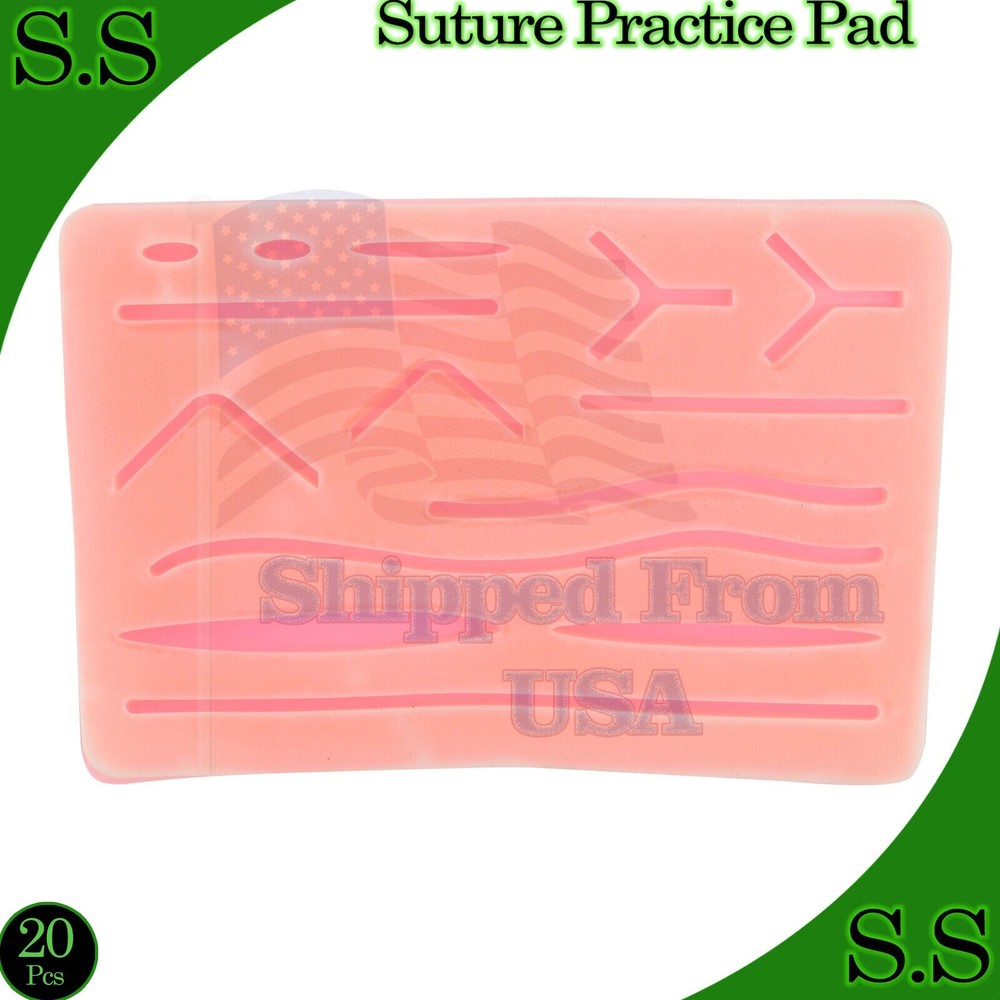 20 Pcs Skin Suture Practice Silicone Pad Wound Simulated Surgical Training Kit
