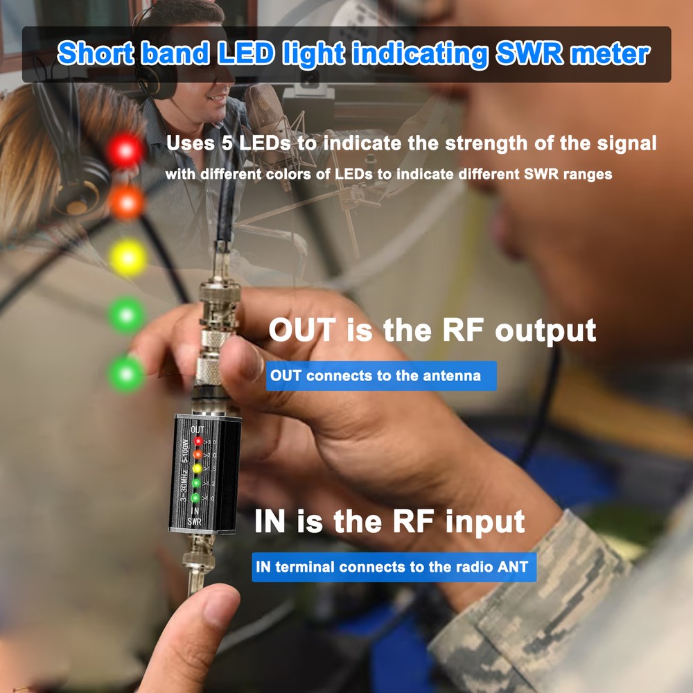 LED SWR Meter 3-30MHz Frequency Shortwave Standing Waves Indicator