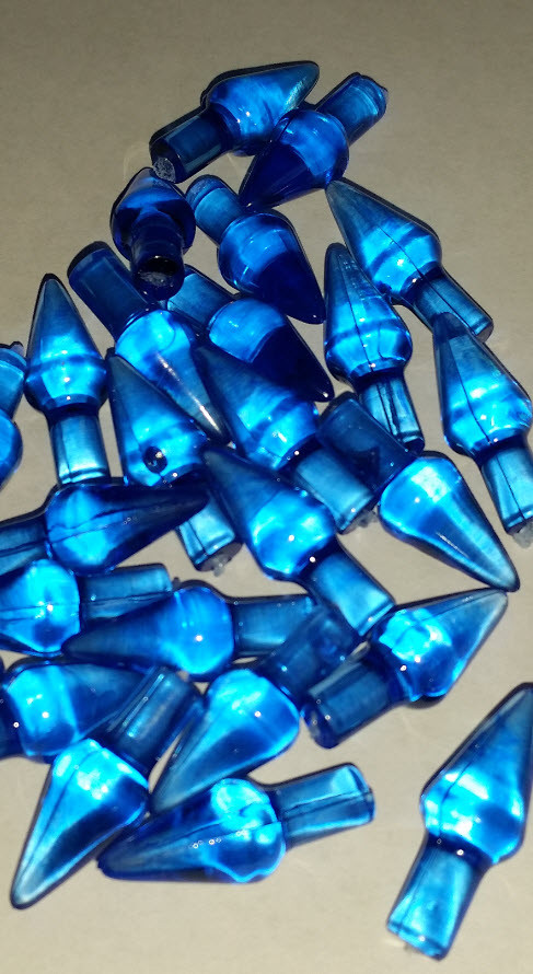 Ceramic Christmas Tree Lights~~~Plastic Blue Cone Shaped (24)