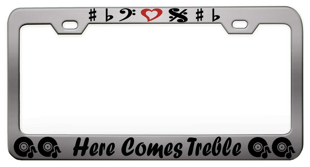 HERE COMES TREBLE Steel License Plate Frame Car SUV A86