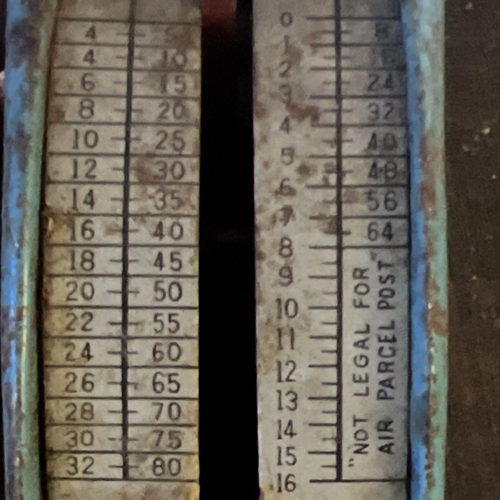Antique Working Postal Scale Blue Metal