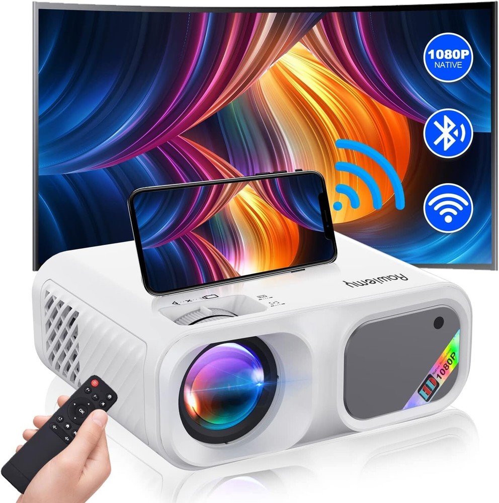 Rawiemy 1080P Projector with WiFi and Bluetooth 4K Supported 220" Display