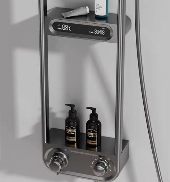 Intelligent Temperature Digital Display Shower Set Storage Rack Storage Table