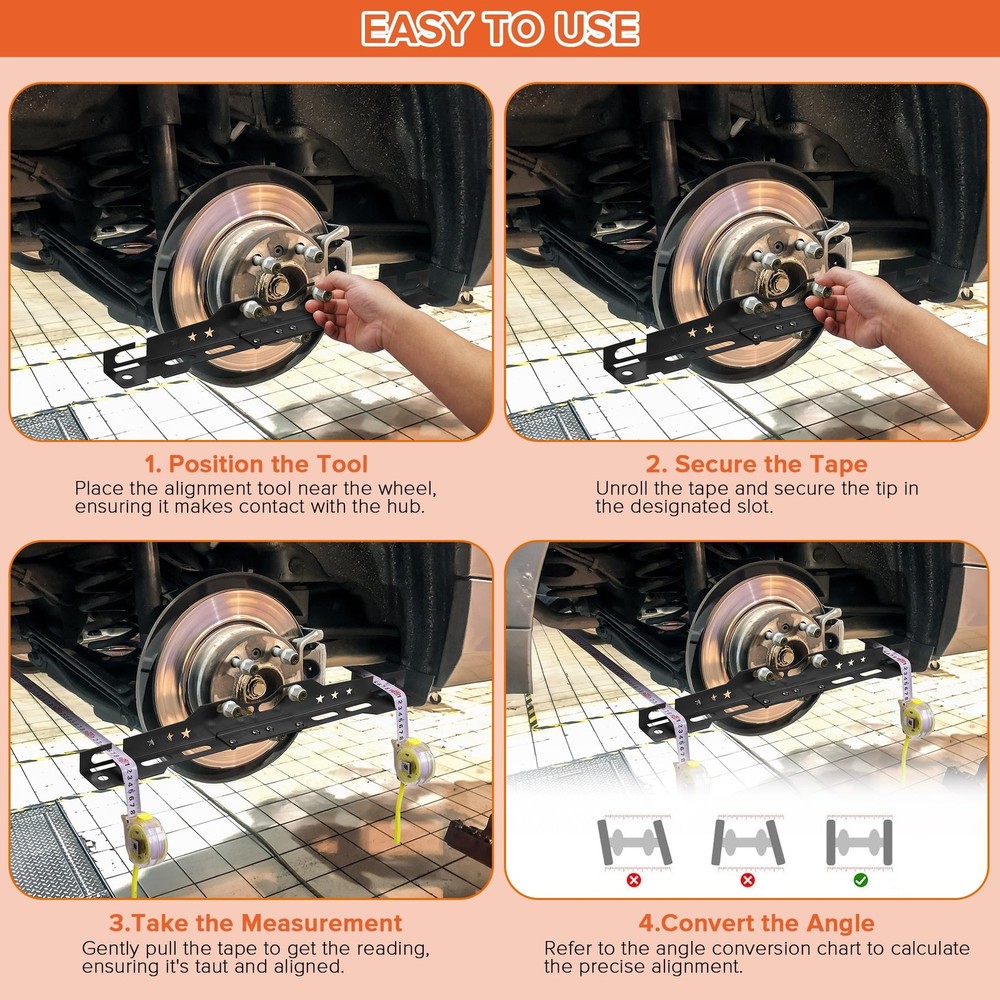 mocsenber Wheel Alignment Tool with 2 Measuring Tapes, Basic, Matte Black