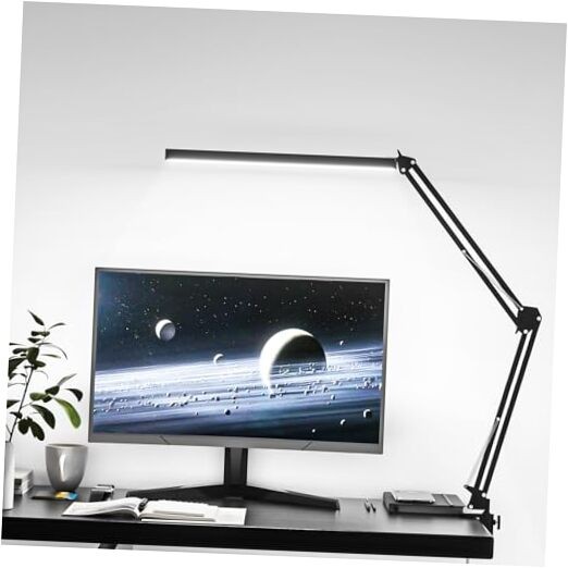 LED Desk Lamp, Manicure Table Lamp, Eye-Caring Drafting Light, Dimmable Black