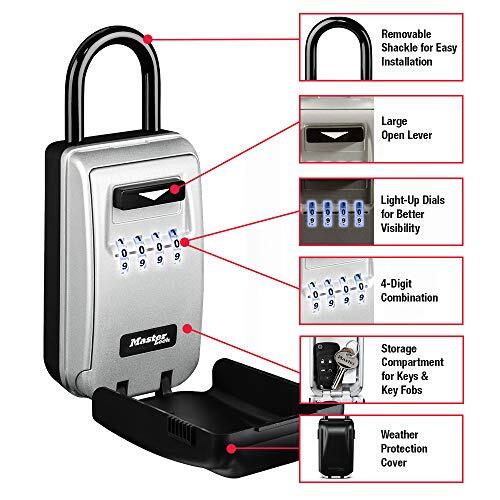 Master Lock 5424D Key Storage Lock Box with Light Up Dials Set Your Own Code
