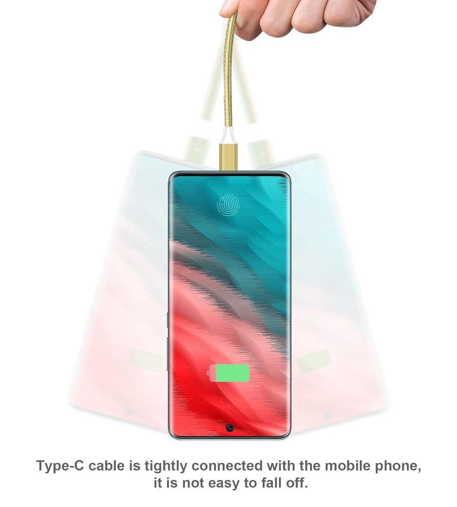 USB to USB Type C Cable - 6ft - Fast Charging for Android/iPhone - 5 Pack