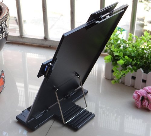 Metal Desktop Document Book Holder with 7 Adjustable Positions () Black