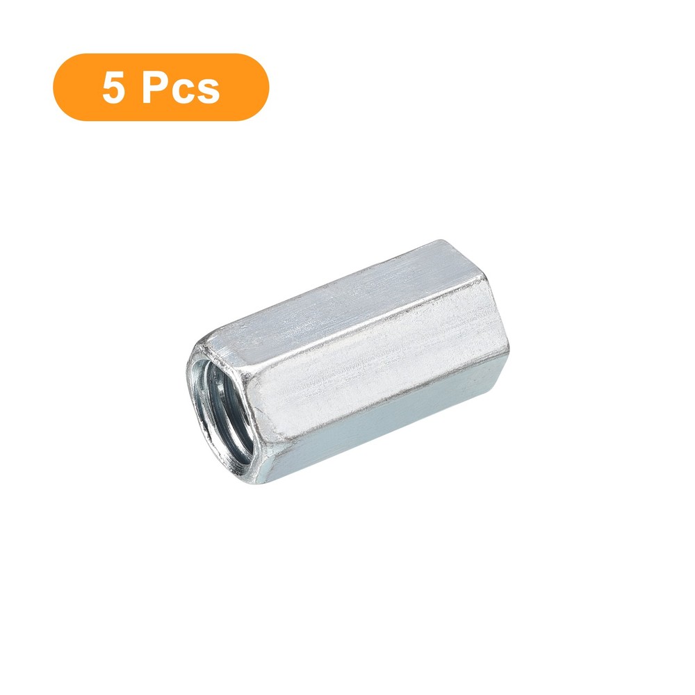 5pcs M12x19x30mm Coupling Nuts, Galvanized Carbon Steel Hex Threaded Rod Coupler