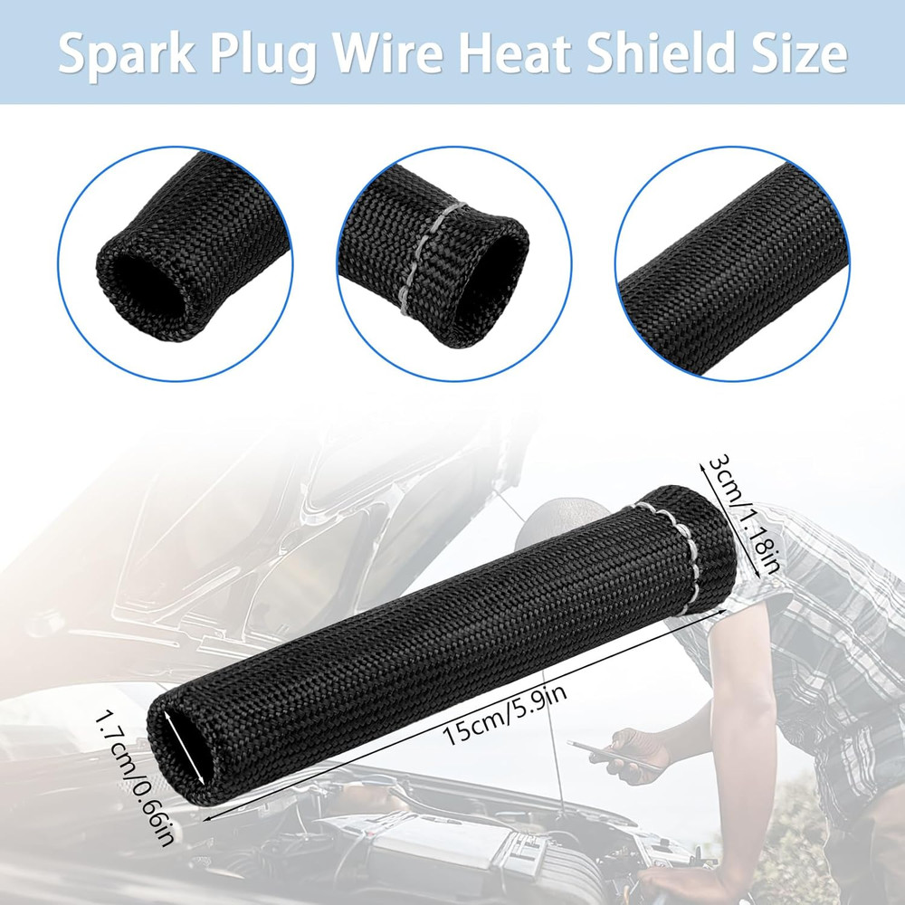 Spark Plug Wire Heat Shield, 8Pcs 2500° Spark Plug Boot, Spark Plug Heat Shield