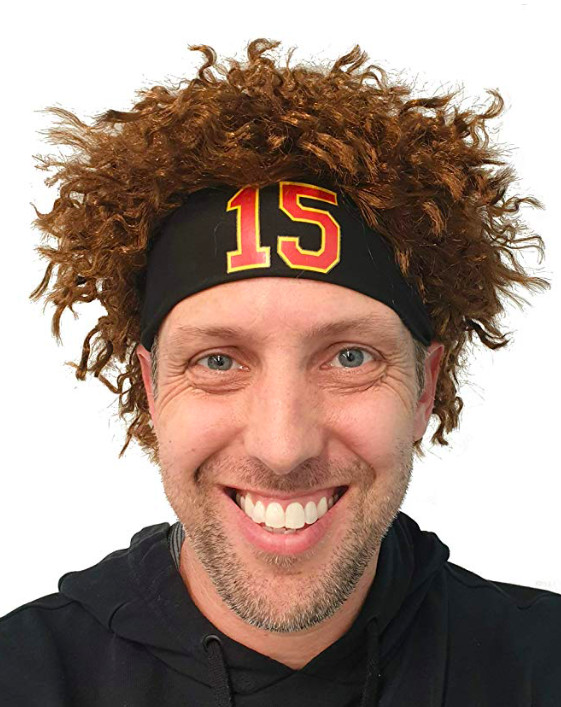 Pat Mahomes Black Headband Wig