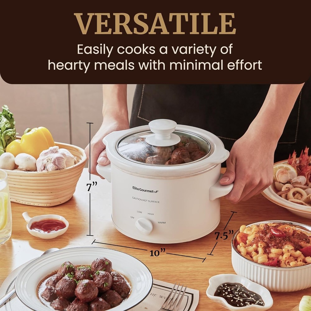 Compact 1.5 Qt Electric Slow Cooker with Adjustable Settings - Easy Clean Design