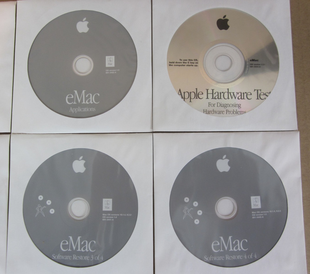 Set of 8 eMac Media Apple Macintosh Computer CD's Install Applications Software