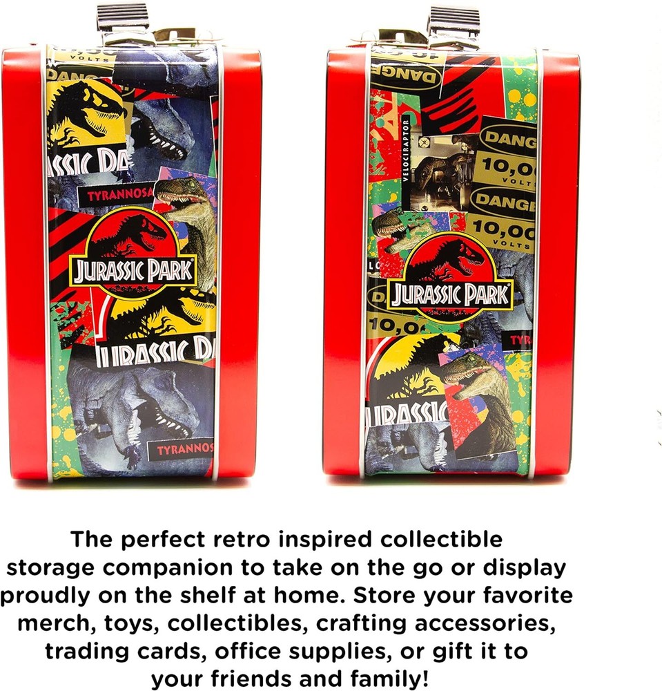 AQUARIUS Jurassic Park Fun Box - Sturdy Tin Storage with Plastic Handle...