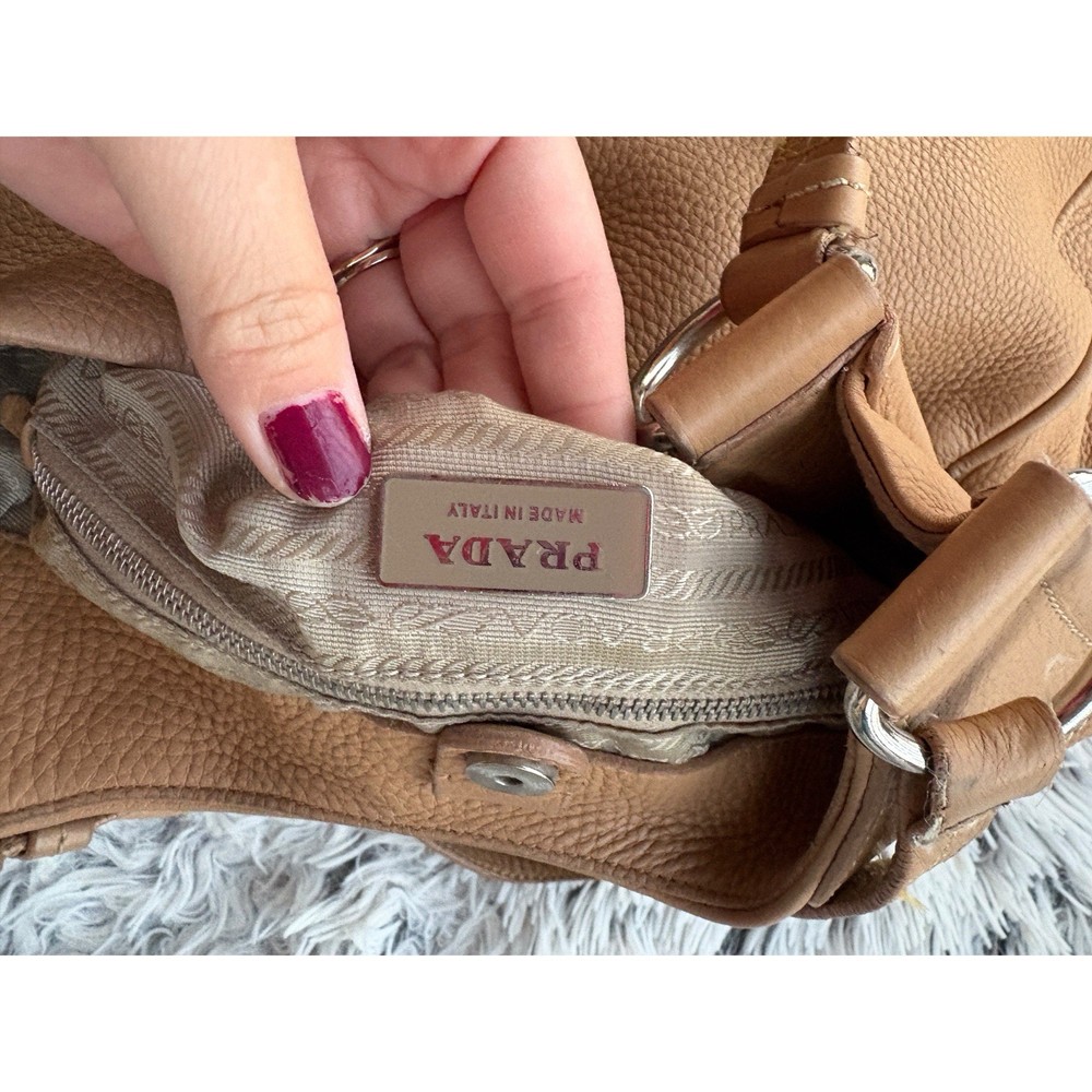 Prada 100% Authentic Light Brown Leather Shoulder Bag EUC