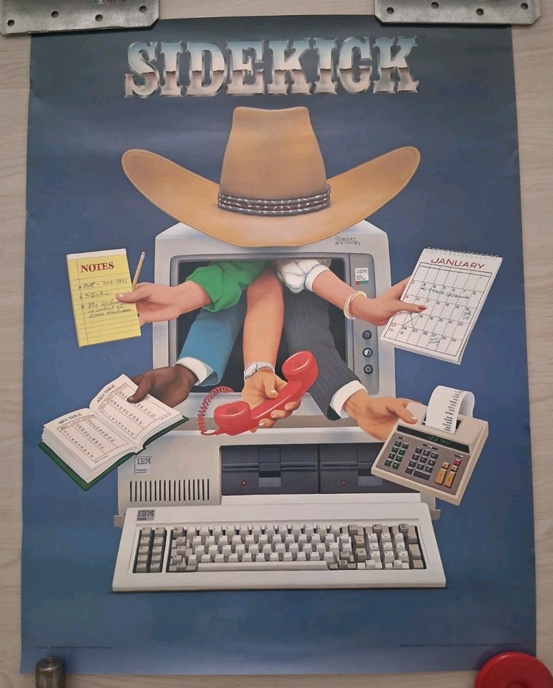 Vintage 1980s IBM Computers Sidekick Advertisement Poster