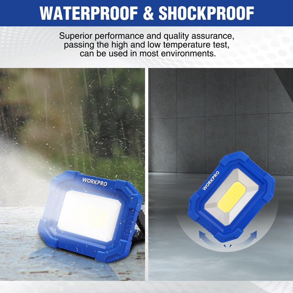 WORKPRO 2Pack Rechargeable 2000LM LED Work Light Magnetic Super Bright Worklight