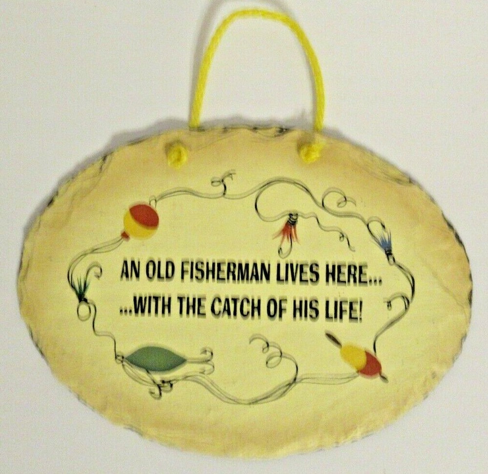 Hand Painted Slate Fisherman Sign