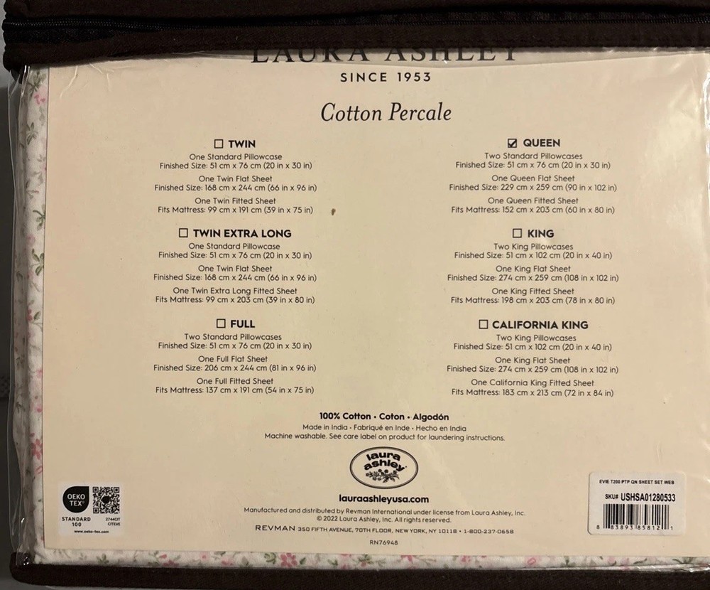 Laura Ashley Cotton Percale Queen Sheet Set
