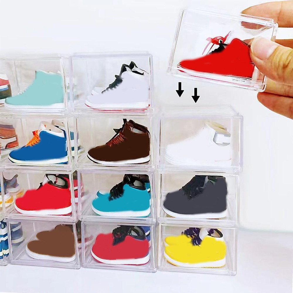 1:6 Mini Shoe Boxes Clear Plastic Stackable Acrylic Sneakers Shoe Display Case