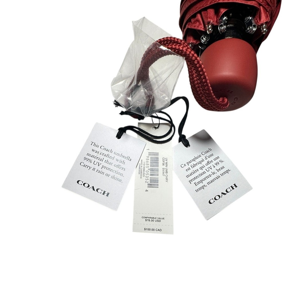 Coach Uv Protection Mini Umbrella With Cherry Print