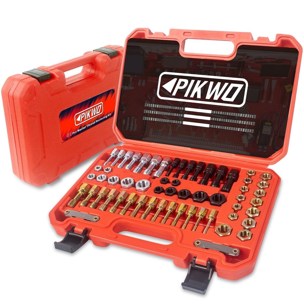 61Pcs Thread Chaser Repair Kit, Rethread Repair Tool, UNC UNF & Metric Thread...