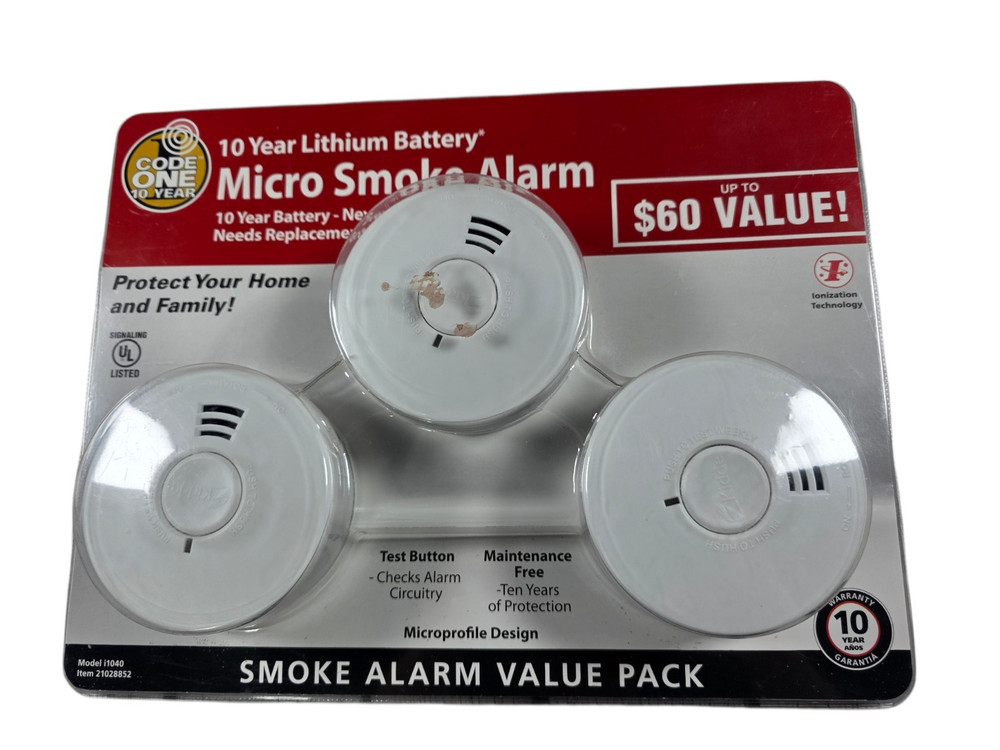 Kidde i1040 21028836 Micro Battery Operated Ionization Smoke Detector 3 Pack