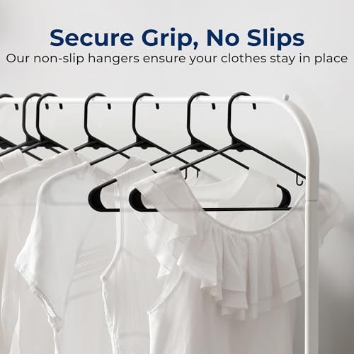 SereneLife 10 Pack Plastic Hangers (Black)